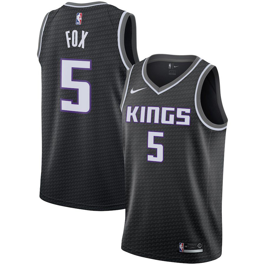 Men Sacramento Kings #5 Fox Black City Edition Game Nike NBA Jerseys->portland trail blazers->NBA Jersey